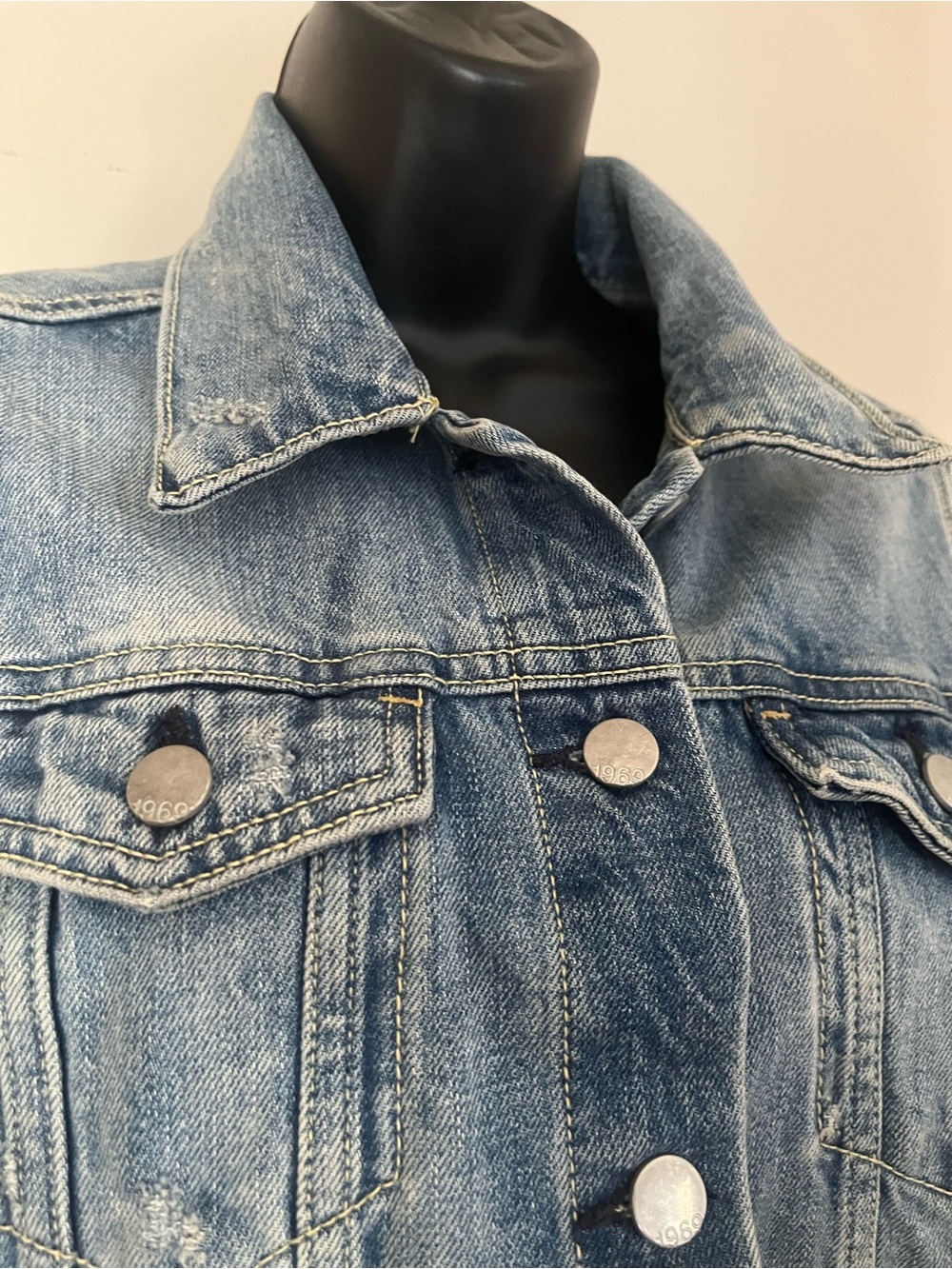 GAP Light Blue Denim Vest - Collared Button-Front - Picture 3 of 6